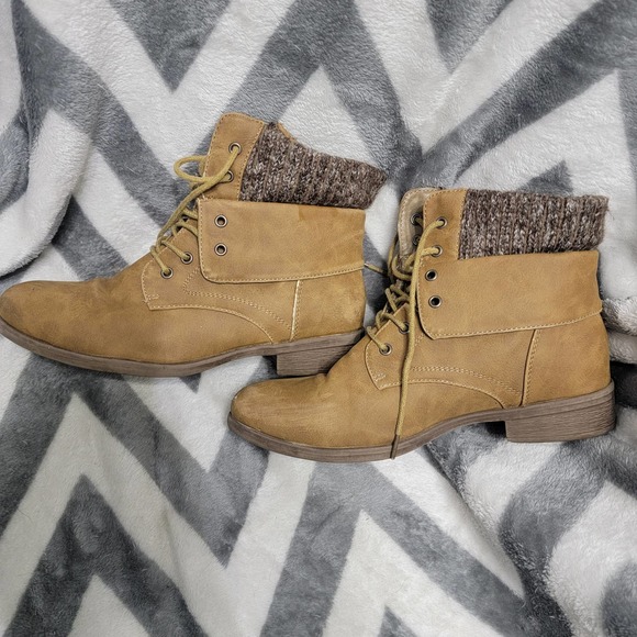 Muk Luks Tan Lace Up Boots - Picture 3 of 6